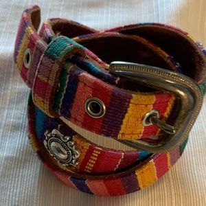 Fossil Belt Serape Style Belt with Silver Conchos
